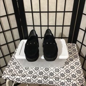 NWOT Donald J Pliner Wm Suede Lug Sole Loafers In Black